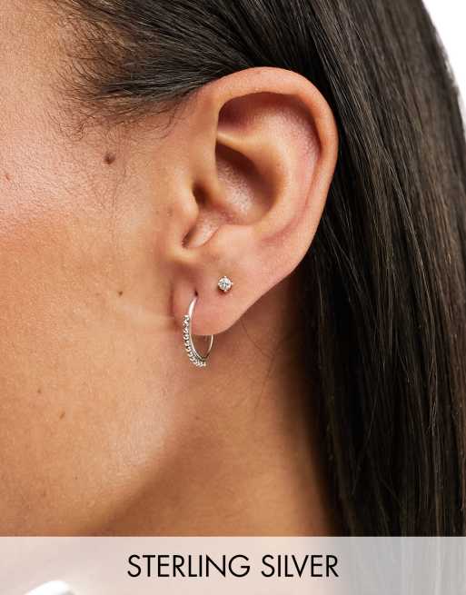 Kingsley Ryan – Kleine 14-mm-Creolen aus Sterlingsilber mit Kugeldesign 