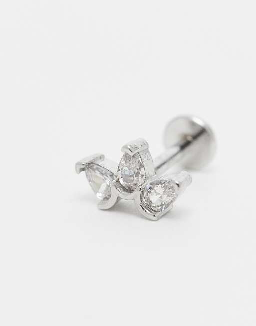 Kingsley Ryan - Kleine bloembladvormige labret-piercing in zilverkleurig staal