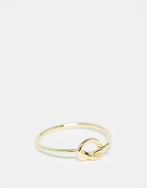 Kingsley Ryan knot detail band ring in gold plated - view 1