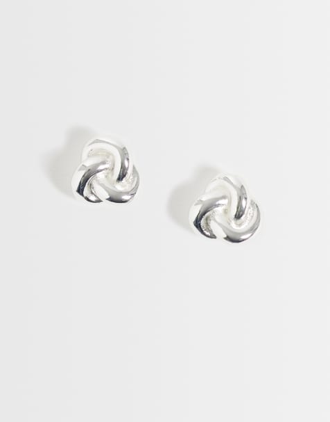 Kingsley Ryan knot stud earrings in silver plated - view 1