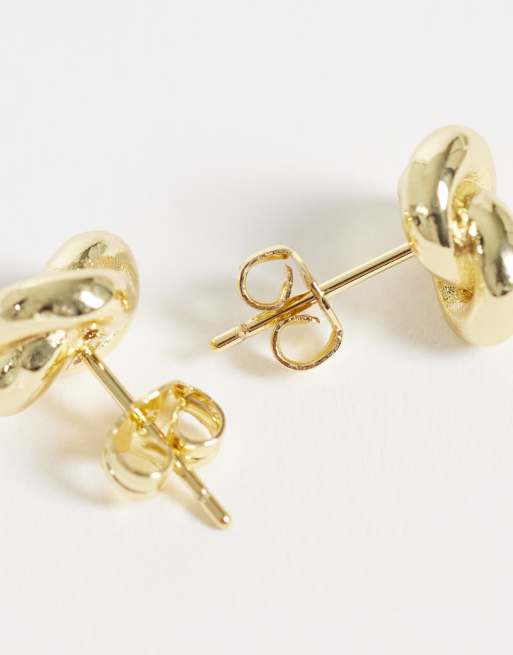 Kingsley Ryan knot stud in 14ct gold plated brass, 4 of 4