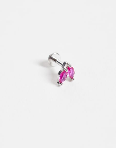 Kingsley Ryan - labret de acero quirúrgico con doble pétalo y piedra rosa de 6 mm - view 1