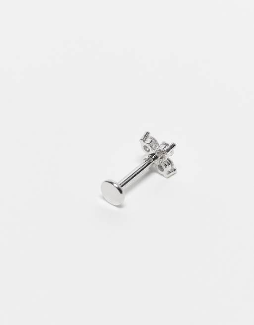Kingsley Ryan – Labret-piercing i rostfritt stål med blommig design och smyckestenar, 6mm, 3 av 3