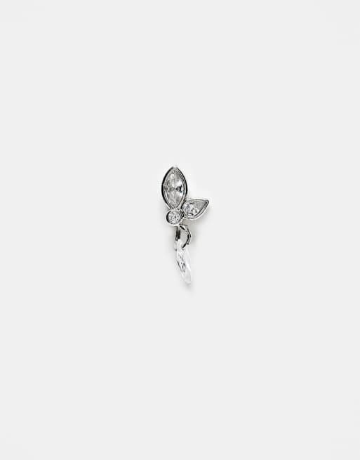 Kingsley Ryan - Labret-ørepiercing på 6 mm med hængende rosenbladsdesign og imiterede krystaller i rustfrit stål