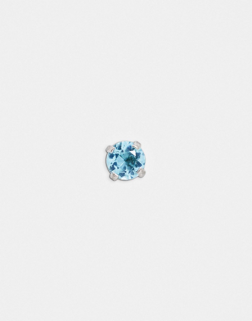 Kingsley Ryan labret single earring in blue crystal stud-Silver