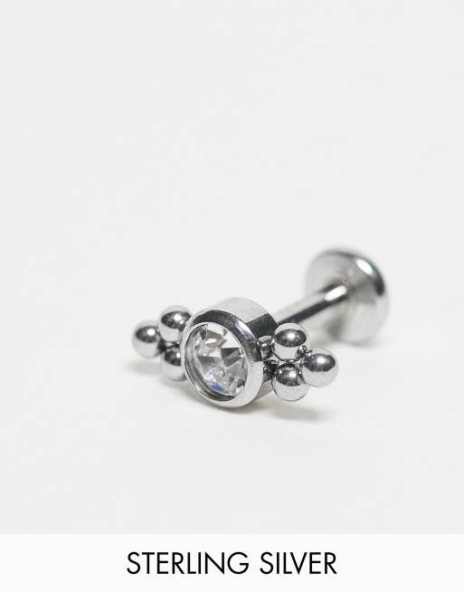 Kingsley Ryan – Labret-Stecker aus Sterlingsilber mit Schmuckstein und mehreren Kügelchen