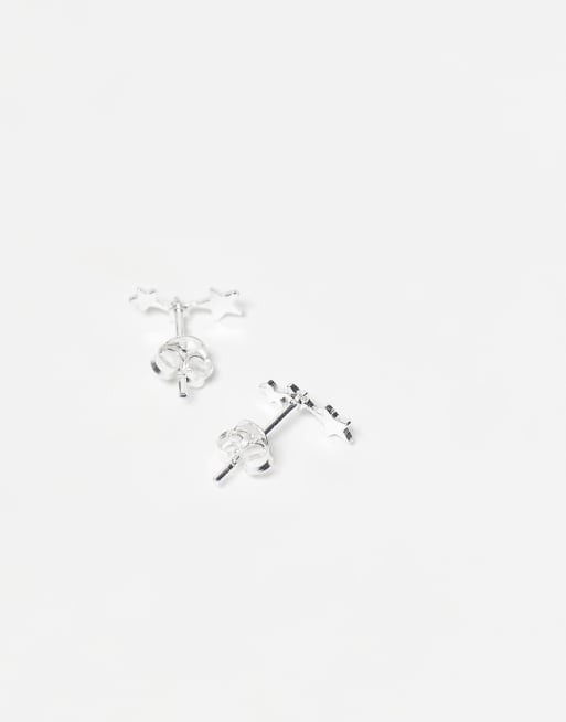 Kingsley Ryan – Längliche Ohrstecker in Silberoptik mit drei Sternen, 3 von 3