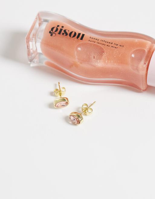 Kingsley Ryan large gemset oval stud in 14ct gold plated brass, 2 of 4