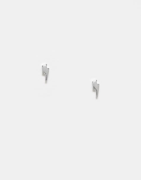 Kingsley Ryan lighting bolt stud earrings in sterling silver - view 1