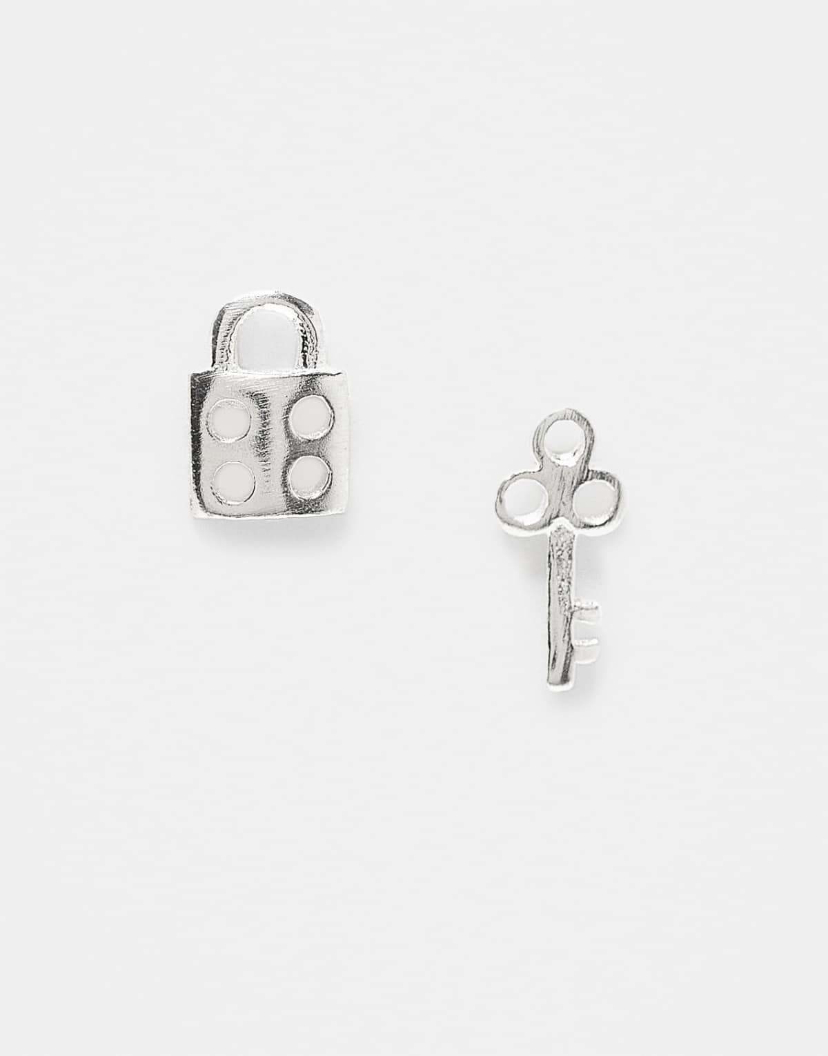 Kingsley Ryan lock and key stud earrings in sterling silver