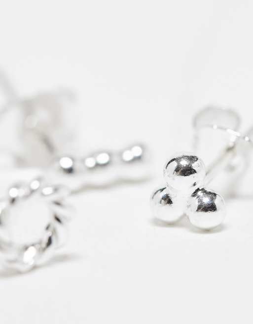 Kingsley Ryan - Lot de 3 puces d'oreilles en argent massif, 2 de 4