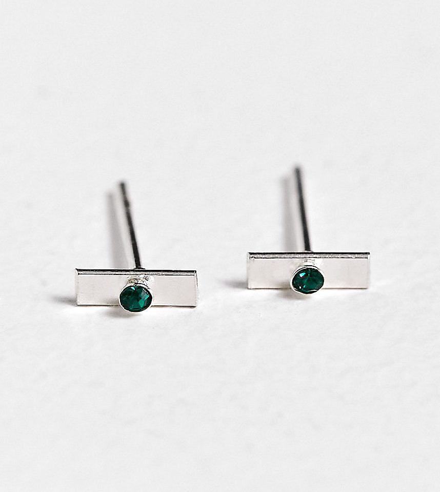 Kingsley Ryan may birthstone earrings in sterling silver with emerald crystal