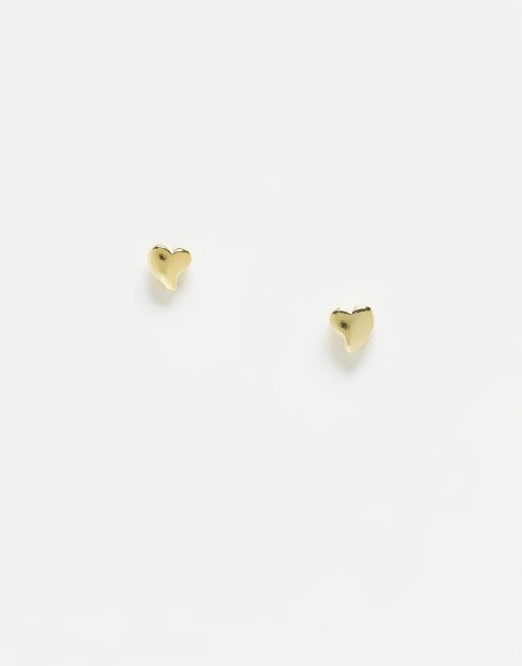Kingsley Ryan mini heart stud earrings in gold plated - view 1