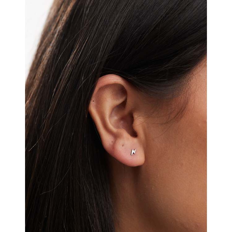Kingsley Ryan mini lightning bolt stud earrings in sterling silver