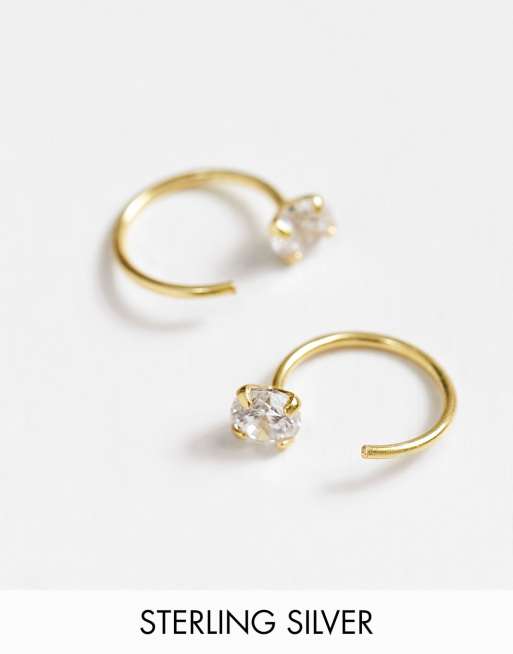 Kingsley Ryan - Mini orecchini avvolgenti in argento sterling placcato oro con cristallo