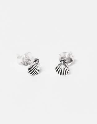 Kingsley Ryan Mini Seashell Stud Earrings In Silver