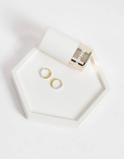 Kingsley Ryan mixed metal square cut hoops in 14ct gold plated sterling silver, 3 of 4