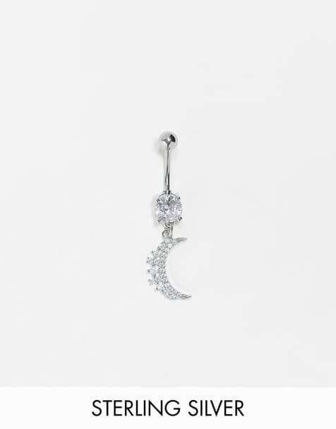 Kingsley Ryan moon stone belly bar in silver stone - view 1
