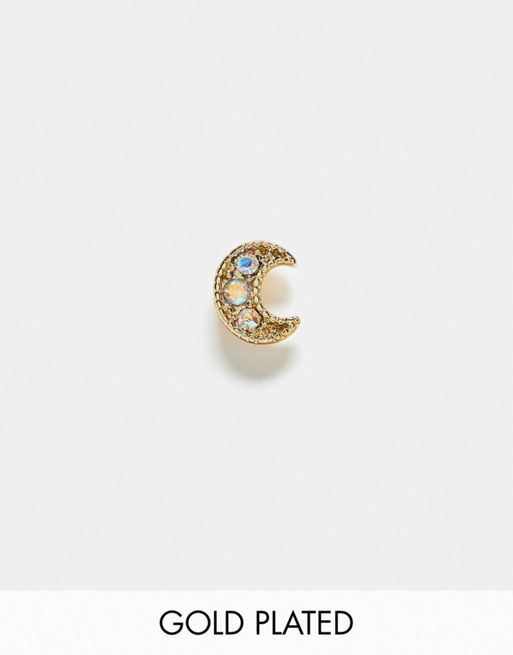 Kingsley Ryan multi gem crescent moon labret in gold plated