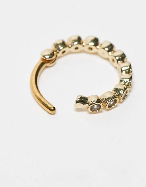 Kingsley Ryan multi gem helix piercing clicker earring in gold plated