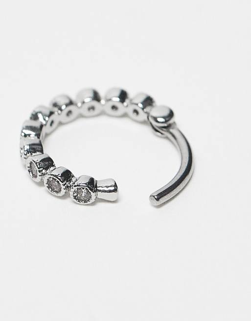 Kingsley Ryan multi gem helix piercing clicker earring in sterling silver ASOS