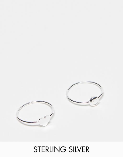 Kingsley Ryan - Multipakke med ringe i sterlingsølv med hjerte- og smiley-design 