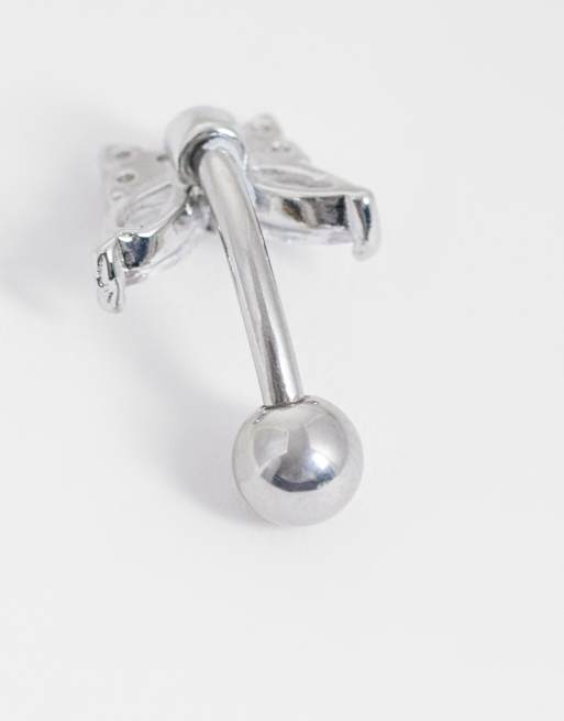 Kingsley Ryan - Navelpiercing in de vorm van vlinder met steentjes in zilver, 3 van 3