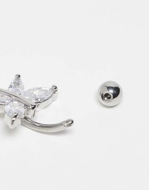 Kingsley Ryan - Navelpiercing in vorm van vlinder met ingezette steentjes in zilver  , 2 van 4