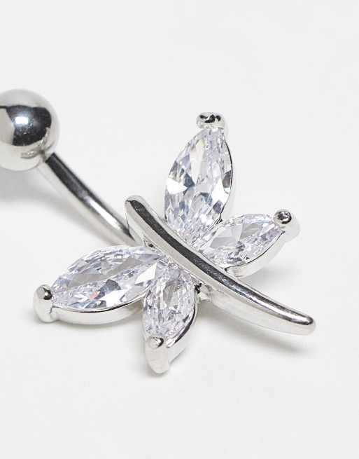 Kingsley Ryan - Navelpiercing in vorm van vlinder met ingezette steentjes in zilver  , 3 van 4