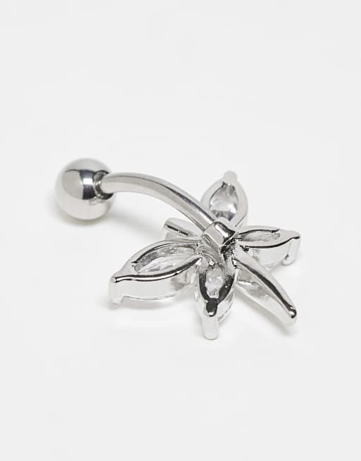 Kingsley Ryan - Navelpiercing in vorm van vlinder met ingezette steentjes in zilver  , 4 van 4