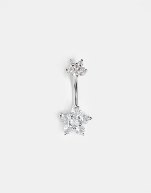 Kingsley Ryan - Navelpiercing met geclusterde edelsteentjes in sterling zilver