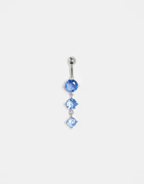 Kingsley Ryan - Navelpiercing van staal met blauwe steentjes in zilver - view 1