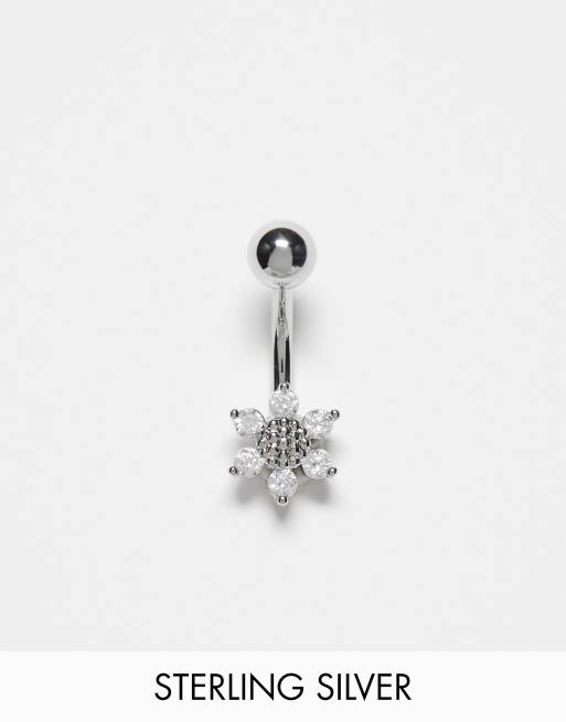 Kingsley Ryan - Navelpiercing van sterling zilver met bloemetje in zilver