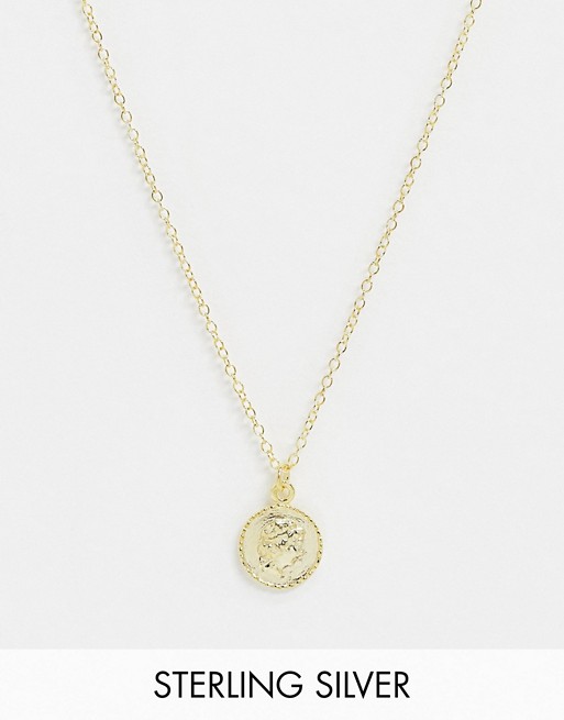 Kingsley Ryan necklace in sterling silver gold plated with coin pendant