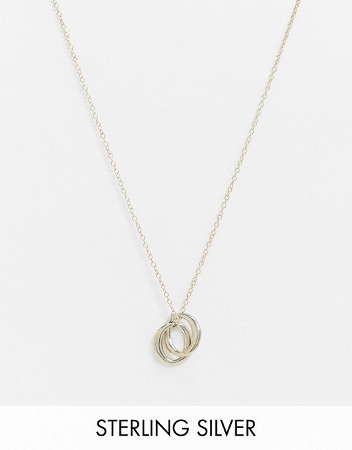 Kingsley Ryan necklace in sterling silver gold plated with mutli ring pendant