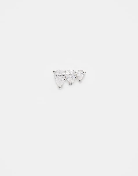 Kingsley Ryan – Ohrpiercing aus Edelstahl mit dreifachem Schmuckstein in Tropfenform und mit Labret-Stecker, 6 mm - view 1