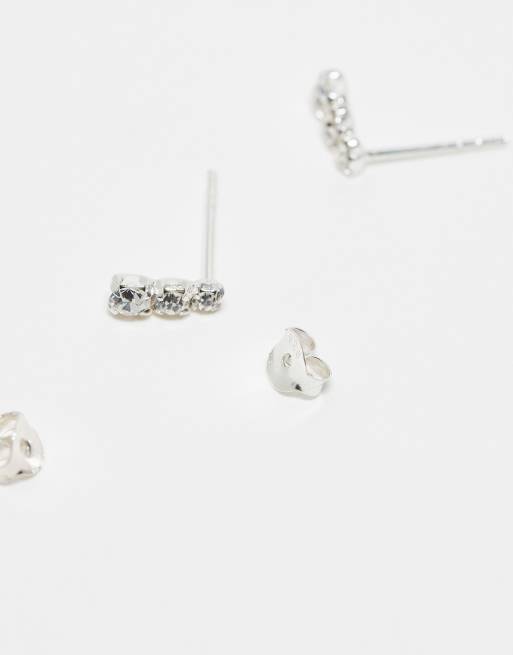 Kingsley Ryan – Ohrstecker aus Sterlingsilber mit Anhänger mit dreifachem Schmucksteinbesatz, 2 von 4