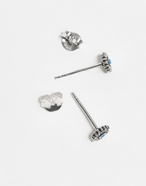 Kingsley Ryan – Ohrstecker aus Sterlingsilber mit Blumendesign und türkisfarbenem Schmuckstein, 3 von 3