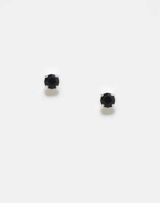 Kingsley Ryan - Ohrstecker aus Sterlingsilber mit eingefasstem schwarzen Schmuckstein, 3 mm