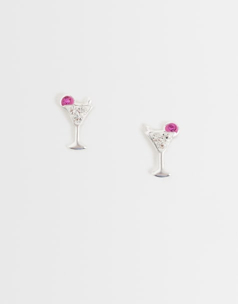 Kingsley Ryan – Ohrstecker aus Sterlingsilber mit Strassbesatz und Martiniglas-Design - view 1