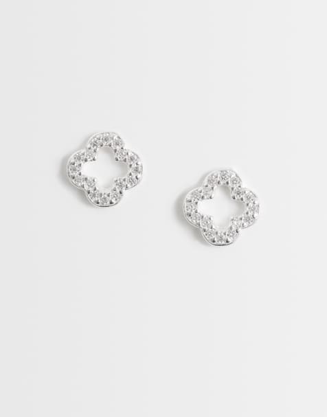 Kingsley Ryan – Ohrstecker mit Kleeblatt-Design aus Sterlingsilber mit Schmucksteinbesatz - view 1