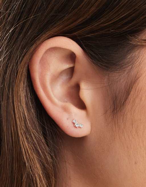 Kingsley Ryan - Oorbellen met drie steentjes in sterling zilver
