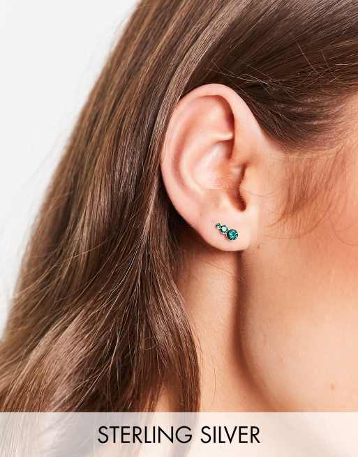 Kingsley Ryan - Oorknopjes met smaragdgroene steentjes van echt zilver 
