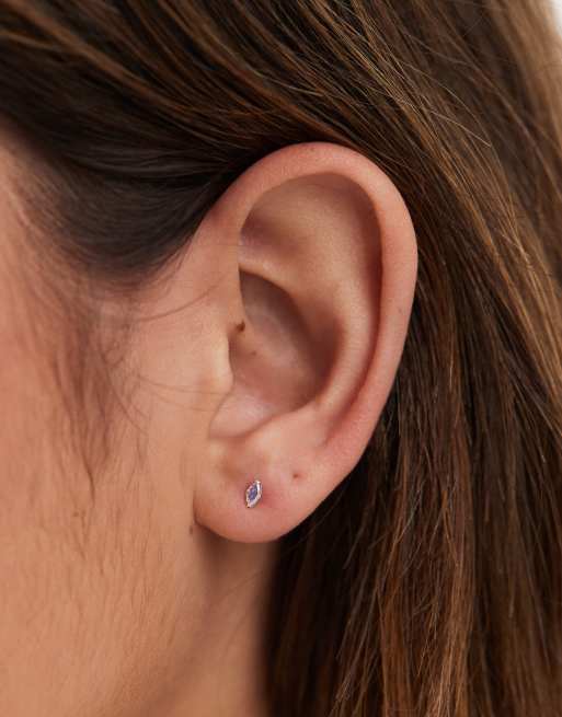 Kingsley Ryan - Oorknopjes van 3mm met regenboogkleurig bloembladvormig siersteentje in sterling zilver