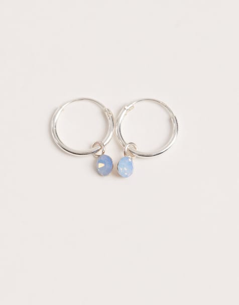 Kingsley Ryan - Oorringen met blauwe steen in zilver - view 1