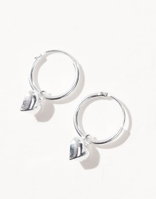 Kingsley Ryan - Oorringen van 12 mm met hartvormig hangertje van echt zilver, 2 van 3