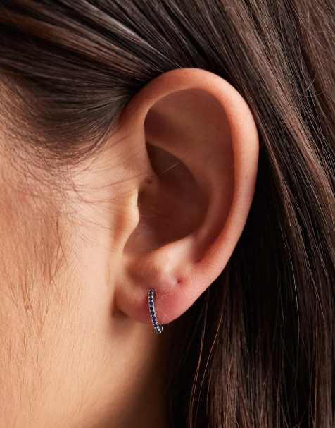 Kingsley Ryan - Oorringen van 8 mm met blauwe kristallen in zilver - view 1