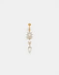 [Kingsley Ryan] Kingsley Ryan opal cluster belly bar with teardrop charm in gold-Silver No Size White opal