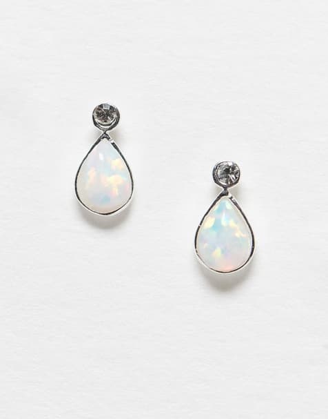 Kingsley Ryan opal teardrop stud earrings in sterling silver - view 1