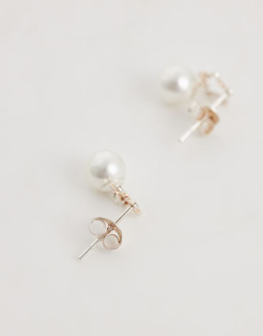 Kingsley Ryan open star and faux pearl stud in sterling silver, 3 of 4